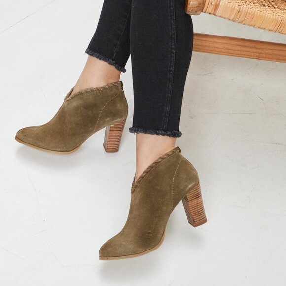 NEW LH Suede Booties With Leather Lining Taupe for women 264mn - Picture 5 of 7